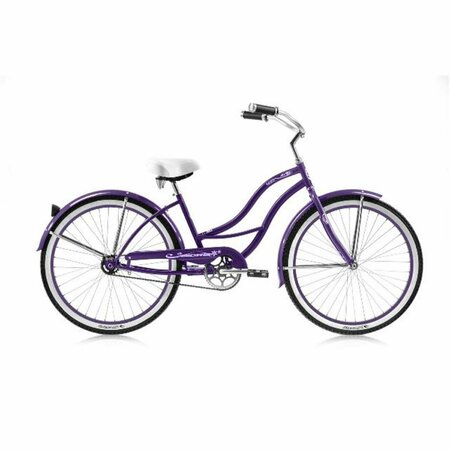 MICARGI 26 in. Tahiti Womens Beach Cruiser Bicycle, Purple & Purple MI332846